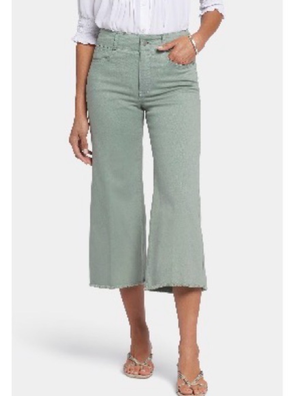NYDJ -Rise Cropped Wide-Leg Jeans in Green